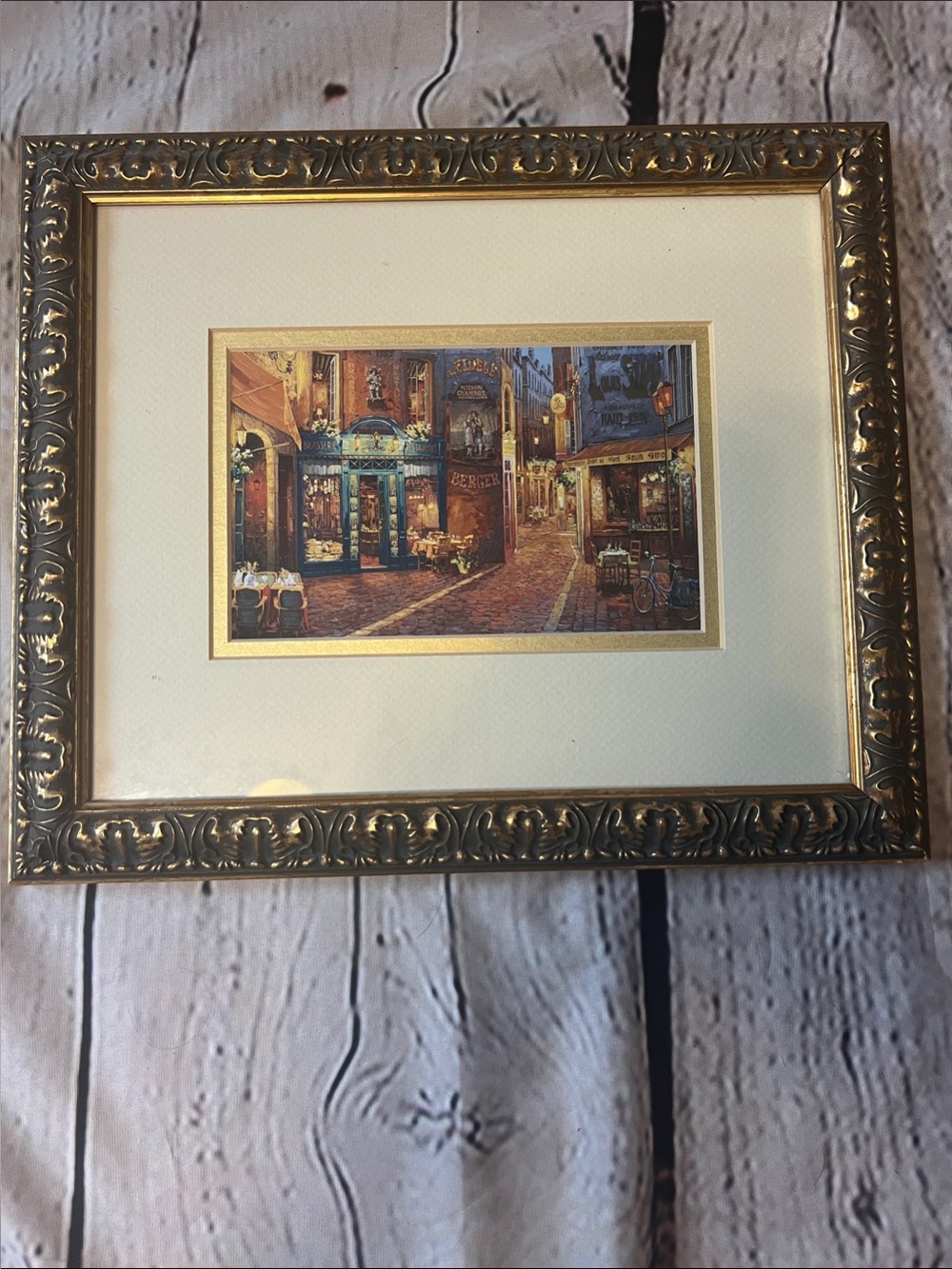 Victor Shvaiko Au Petit Marquis Paris Cafe Fine Art Print Ornate Gold Frame